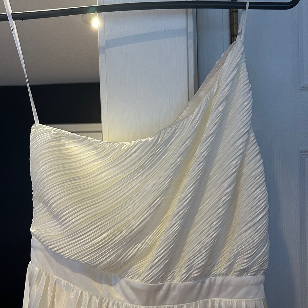 Lulu's Elegant One Shoulder White Dress - Picture 2 of 5